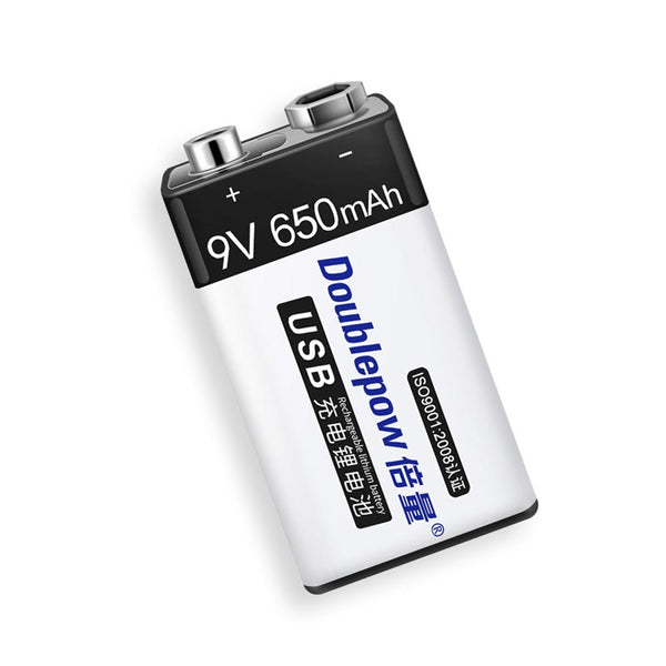 6F22 Type 9V 650mAh USB Rechargeable Lithium Battery (Model 0010201)