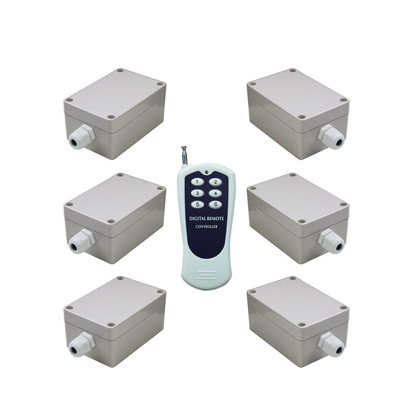DC 30A High Power Output One-Control-Six Wireless Transmitter-Receiver System (Model 0020734)