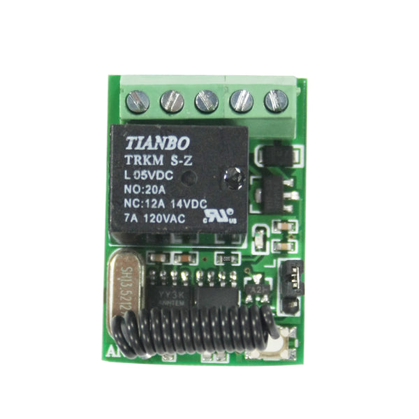 DC 4-12V Wireless Remote Control Small Receiver with 5A Relay Output (Model 0020646)