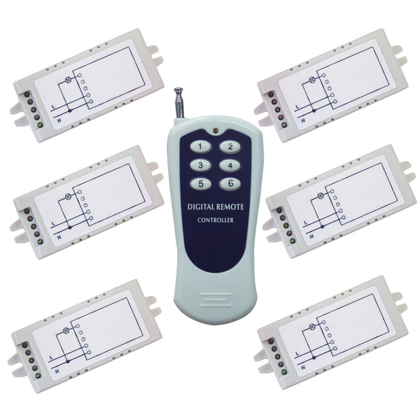 6 Channels Remote Control 6 Single Channel Receivers RF System With AC 110V 220V Output (Model 0020623)