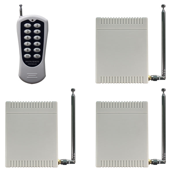One-Control-Three AC Power Dry Contact Wireless Remote System With 1 Transmitter & 3 Receiver (Model 0020405)
