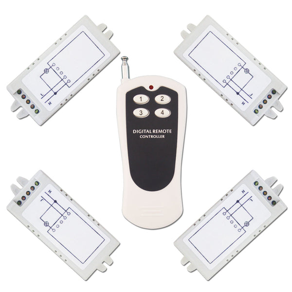 4 Channels AC 110V 220V Wireless RF Switch With 4 Receivers and 1 Remote Control (Model 0020147)