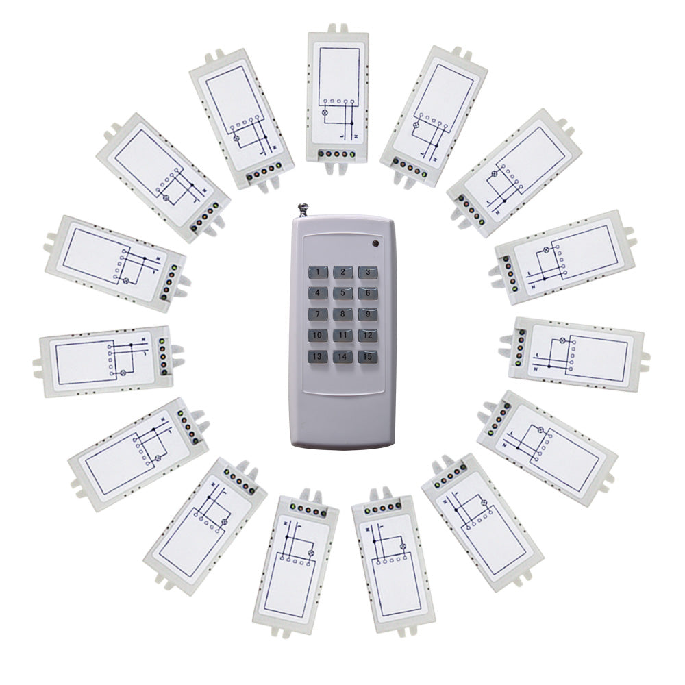 15 Channels AC 110V 220V Output Wireless Remote Control Switches ...