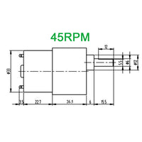 37mm 520 series 12 volt gear reduction motor 45RPM