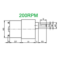 37mm 520 series 12 volt gear reduction motor 200RPM