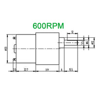 37mm 520 series 12 volt gear reduction motor 600RPM