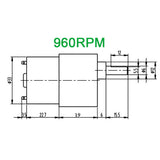 37mm 520 series 12 volt gear reduction motor 960RPM