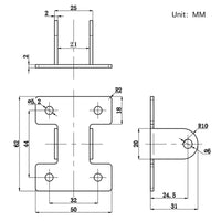 Electric Linear Actuator Fixed Mounting Bracket C (model 0043006)