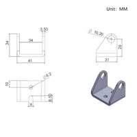 Electric Linear Actuator Fixed Mounting Bracket D (model 0043007)