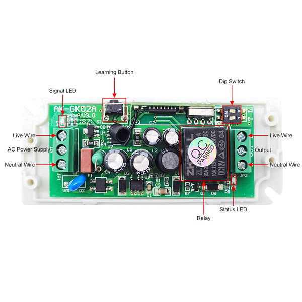 Receiver Module Ac 1 Channel AC 85V~250V 433Mhz RF Receiver Module 3 Modes Control ...