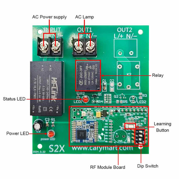 Receiver Module Ac 1 Channel AC Voltage Output 5000M Long Range Wireless Receiver ...