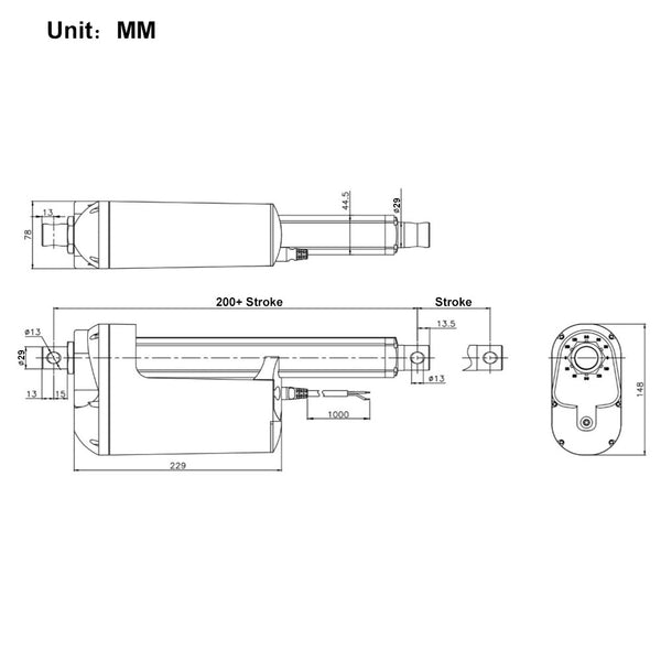 DC Remote Control Linear Actuator Kit Heavy Load 2700lbs 12000N Thrust Wireless Remote
