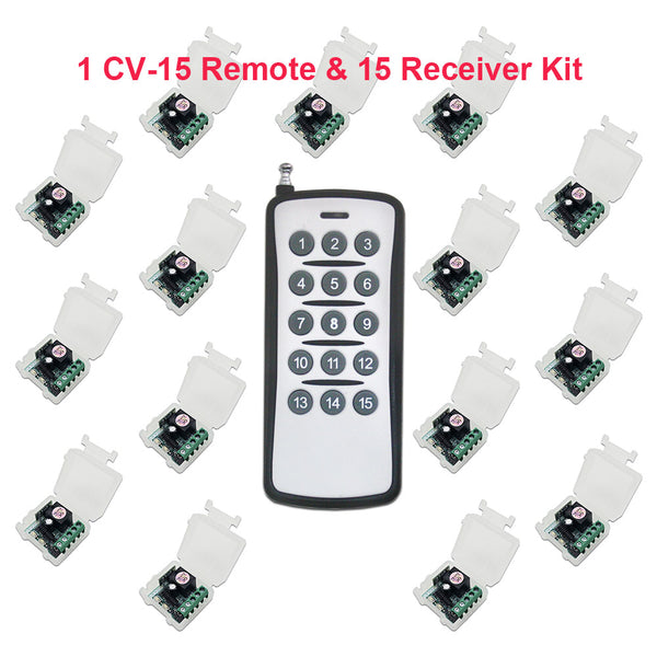 15 CH 500M Relay Output Wireless Remote Control Transmitter Receiver with Adjustable Delay Time