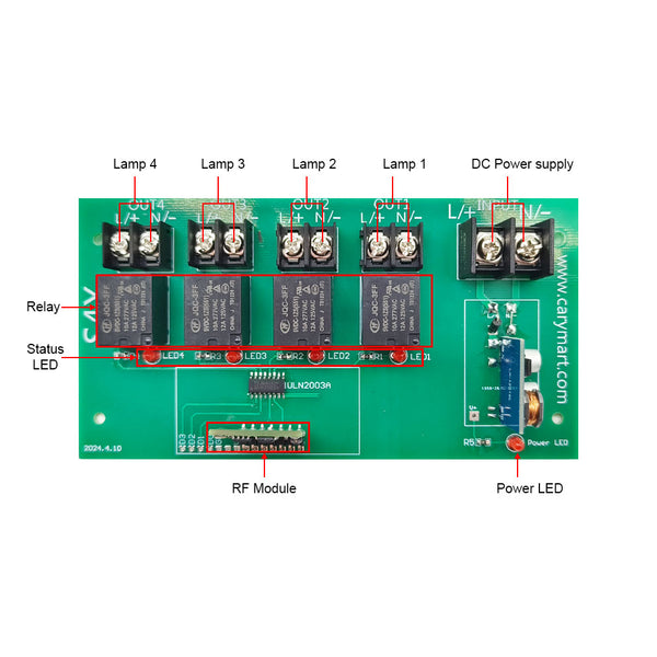 4 Way Dc Eight Selectable Control Modes RF Receiver With 4 Way DC Power Output ...