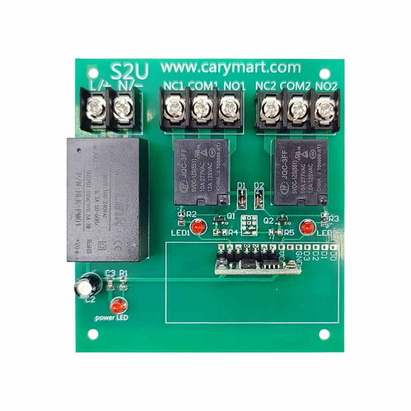 2 Channels AC RF Wireless Remote Switch NO/NC Dry Contact Relay Output ...