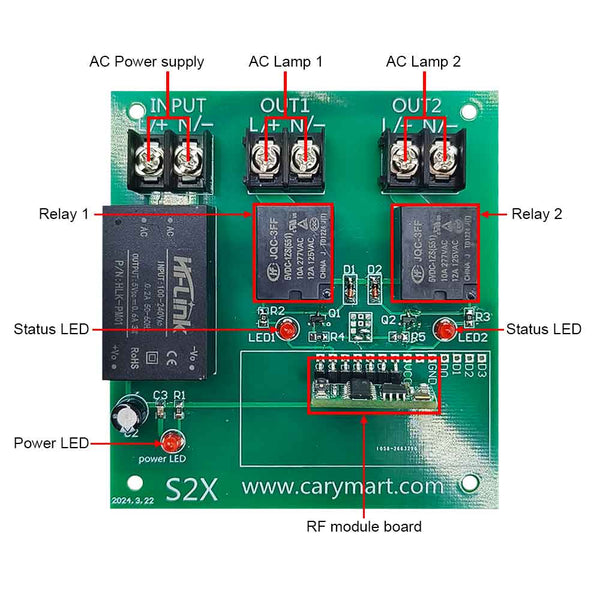2 Channels Wireless Wall Mounted Switch With Wall Remote Control ...