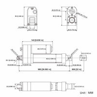 Quiet & Waterproof Linear Actuator IP67 Home and Outdoor Use 32 Inch 800mm (Model 0041945)