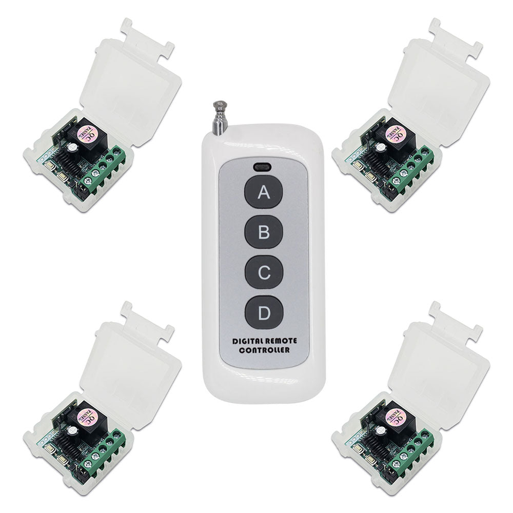 4 Channel DC 500M NO/NC Wireless Remote Transmitter Receiver With Time ...