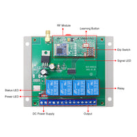 433Mhz RF Transmitter and Receiver Long Distance with DC 10~24V Input & 4CH 5A Relay Output (Model 0020013)