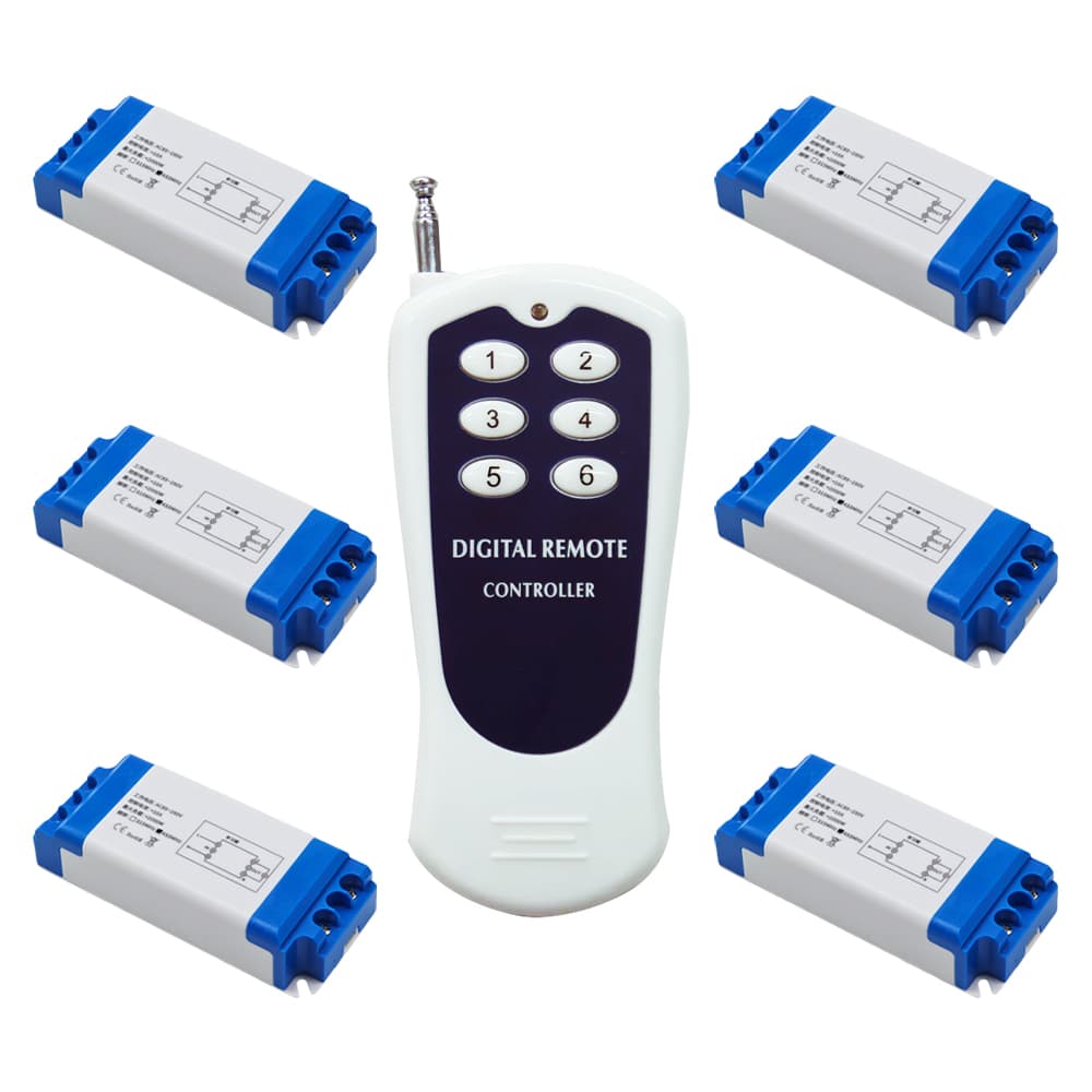 6 CH Remote Control 6 Single Channel Receivers RF System With AC Output ...