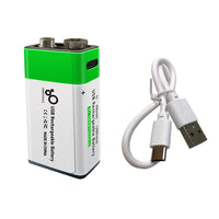 6F22 Type 9V 650mAh USB Rechargeable Lithium Battery