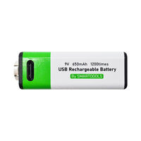 6F22 Type 9V 650mAh USB Rechargeable Lithium Battery (Model 0010201)