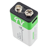 6F22 Type 9V 650mAh USB Rechargeable Lithium Battery (Model 0010201)