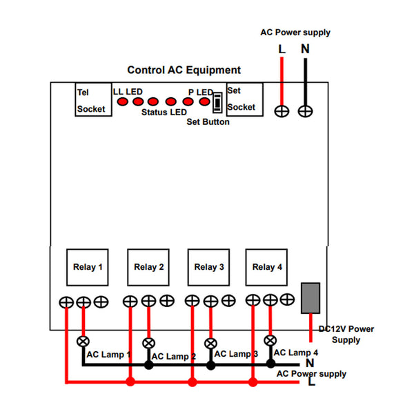 Remote Control System 4 Way 4 Way Telephone Wireless Remote Control Module (Model 0040008 ...