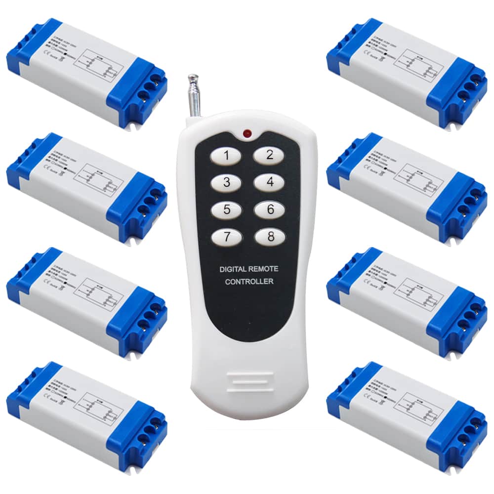 AC Wireless Remote Switch For One-Control-Eight Transmitter Receiver ...