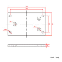 Bottom Mounting Flat Plate Bracket For Waterproof Electric Linear Actuator J (Model 0043079)