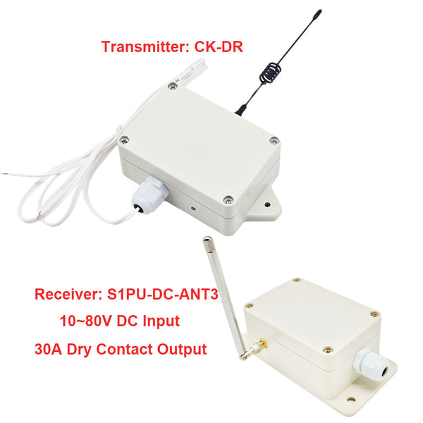 30A Relay Output Radio Transmitter Receiver Kit Activated by Dry Contact