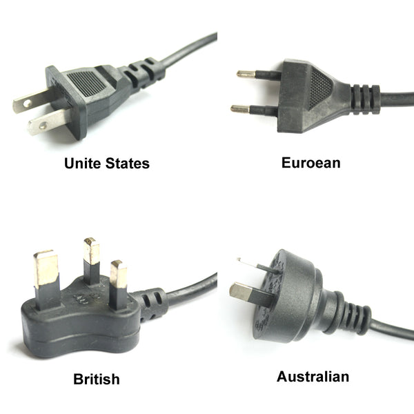 Two-Core Power Cable with Power Plug US European UK Australian Standards