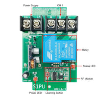 30A High Power Two Remote Control Four RF Receivers Dry Contact Relay Wireless RC Switch (Model 0020301)