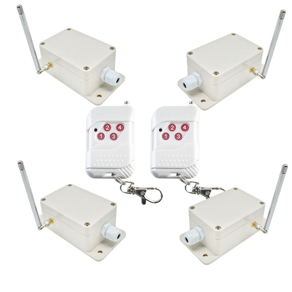 30A 2 Remotes & 4 RF Receivers Dry Contact Relay Wireless RC Switch
