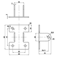 Electric Linear Actuator Fixed Mounting Bracket C (model 0043006)