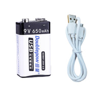 6F22 Type 9V 650mAh USB Rechargeable Lithium Battery (Model 0010201)