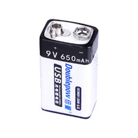 6F22 Type 9V 650mAh USB Rechargeable Lithium Battery (Model 0010201)