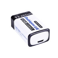 6F22 Type 9V 650mAh USB Rechargeable Lithium Battery (Model 0010201)