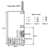 Chip HS2262 Fixed Code Wireless RF Remote Transmitter Module TB-03 (Model 0021036)
