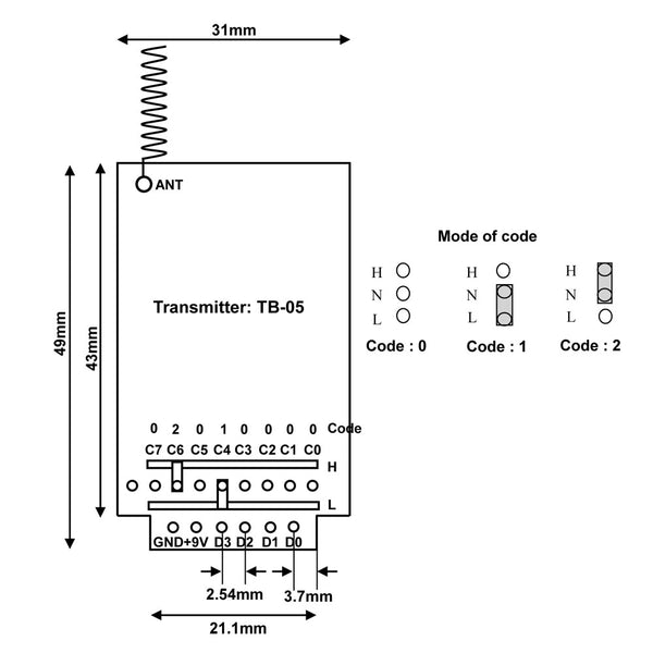 3000M Long Range 400mW High Power 4CH RF Wireless Transmitter Module T ...