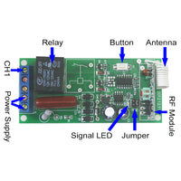 1 Channel AC 110V/220V Power Output Wireless Remote Switch Work in Self-locking Mode (Model 0020004)