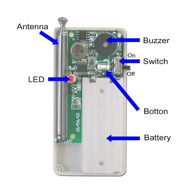 Remote Buzzer System 1 CH 433MHz Remote Vibration & Buzzer Paging System with 5 Seconds ...
