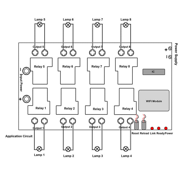 8 CH 30A Relay Output Wireless WIFI Remote Switch For Android or iOS ...
