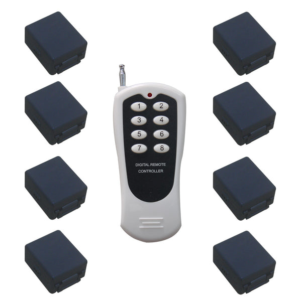 10A DC 6/9/12/24V Wireless Remote Control Kit-1 Transmitter & 8 Receivers
