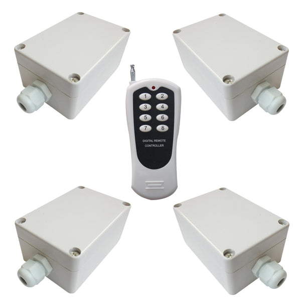 AC 110V 220V Wireless Remote Control Switch For One-Control-Four Transmitter and Receiver (Model 0020729)