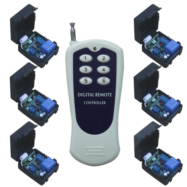 10A DC 6/9/12/24V Wireless RC System-1 Transmitter & 6 Receivers